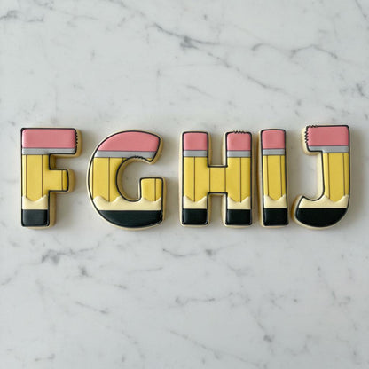 Pencil Alphabet Cookie Cutter Set | Pencil Letter Cookie Cutters | ABC Cookie Stamps | Back to School Cookie Cutters | Teacher Cookies