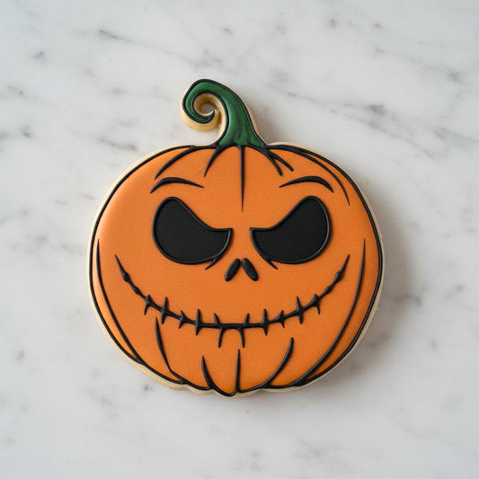 Jack_Skellington Pumpkin Cookie Cutter with Stamp | Halloween Jack O Lantern Cookie Cutter | Spooky Pumpkin Cookies