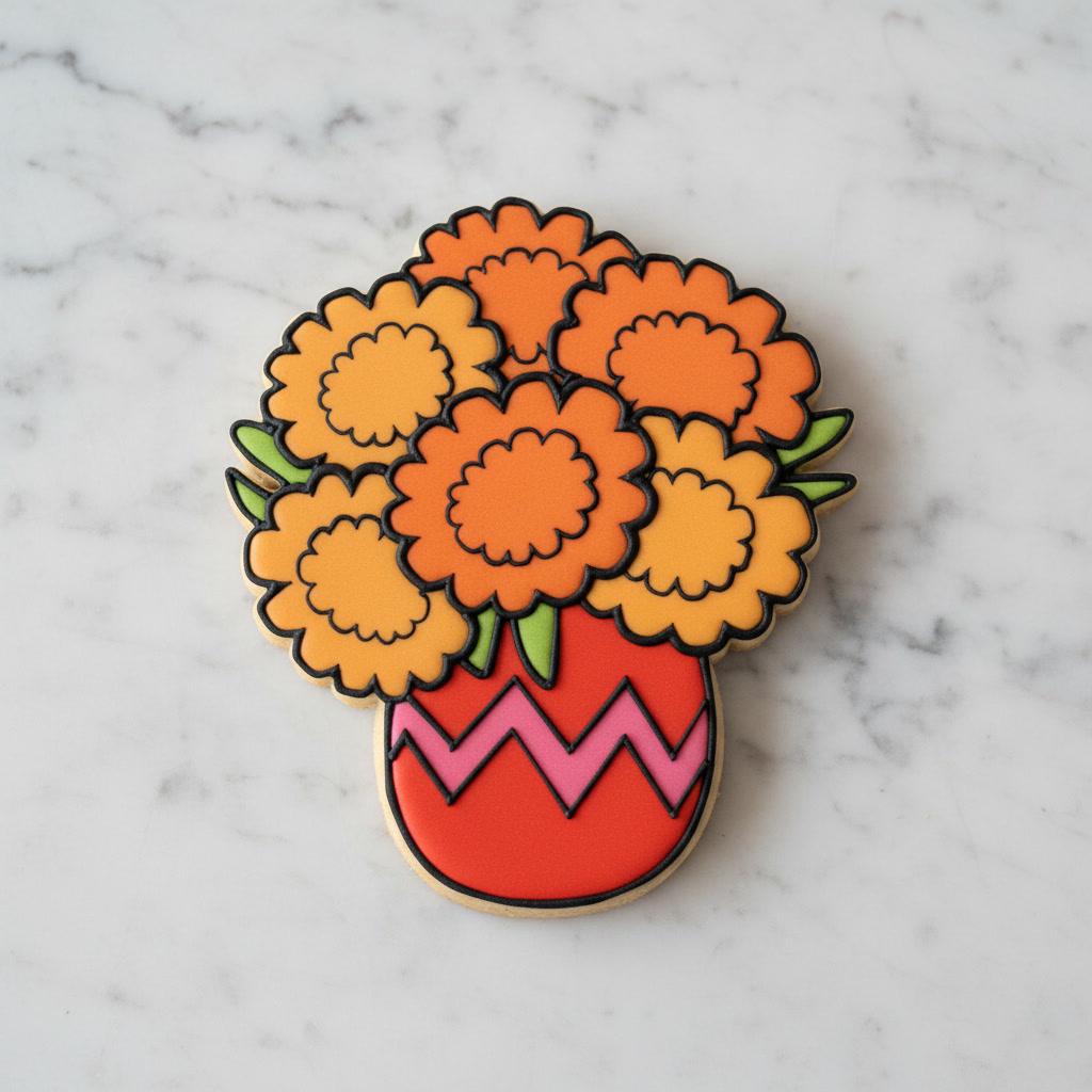 Marigold PlantCookie Cutter | Día de los Muertos Cempasúchil Cookie Cutter & Stamp | Mexican Floral Cookie Cutter | Autumn Flower Cookies