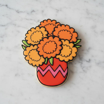 Marigold PlantCookie Cutter | Día de los Muertos Cempasúchil Cookie Cutter & Stamp | Mexican Floral Cookie Cutter | Autumn Flower Cookies