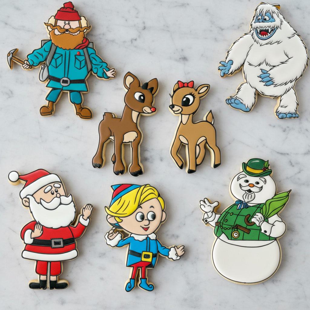 Rudolph and_ Friends Cookie Cutter Collection | Vintage Christmas Cartoon Cookie Cutters | Santa, Reindeer Snowman Holiday Cookie Stamp Set