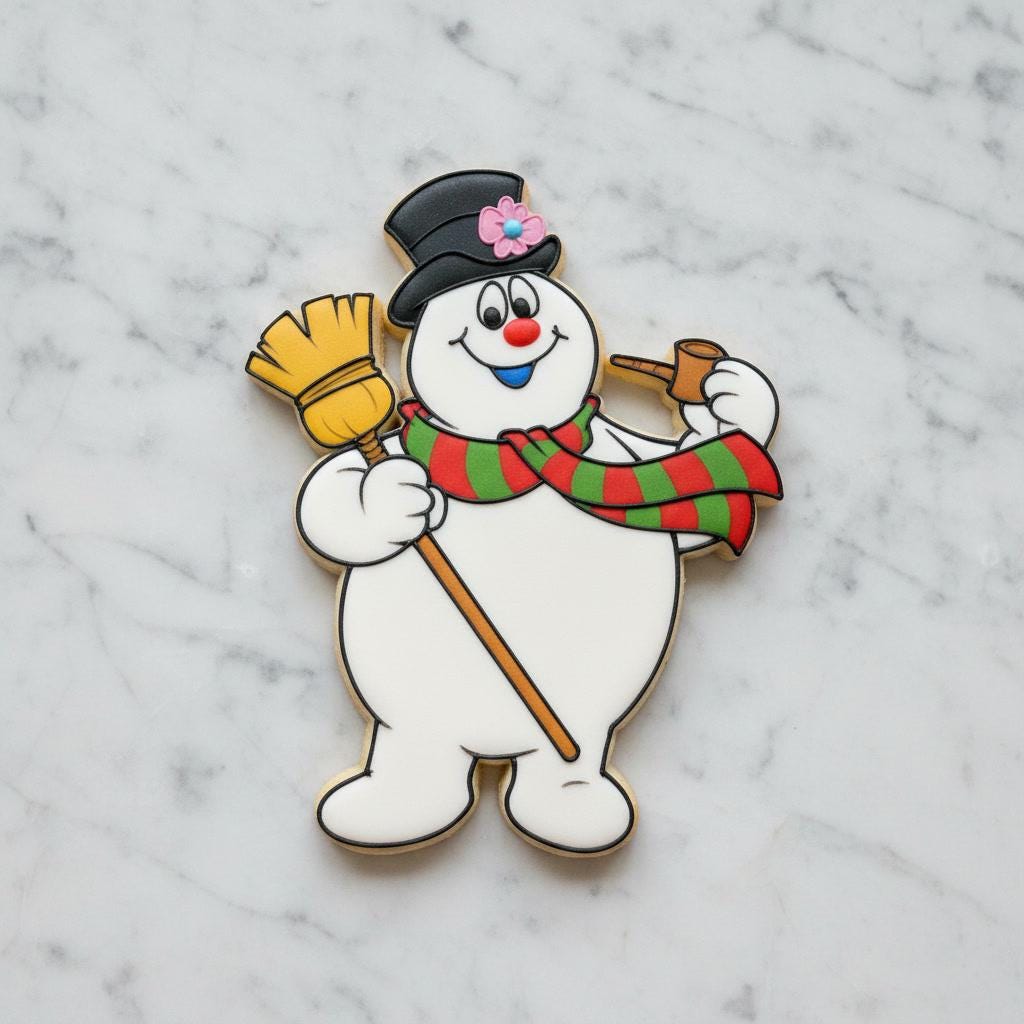 Vintage Frost_Friends Cookie Cutter Set of 4 | Christmas Cartoon Cookie Cutters | Santa Snowman Holiday Cookies | Vintage Cookie Stamp Set