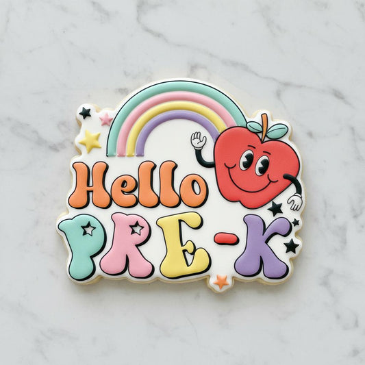 Hello Pre-K Cookie Cutter with Stamp | First Day of Pre-K Cookie Cutter | Back to School Cookies | Teacher Appreciation