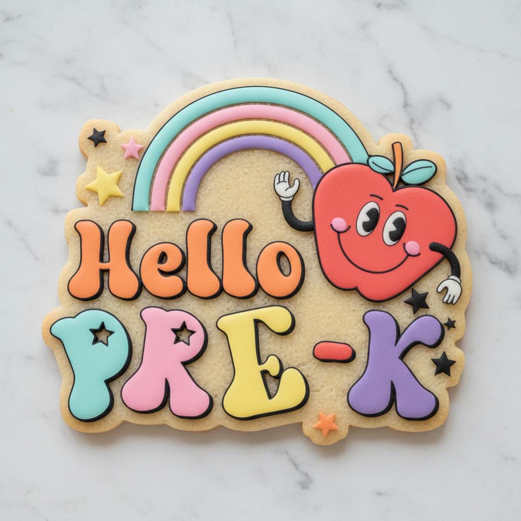 Hello Pre-K Cookie Cutter with Stamp | First Day of Pre-K Cookie Cutter | Back to School Cookies | Teacher Appreciation