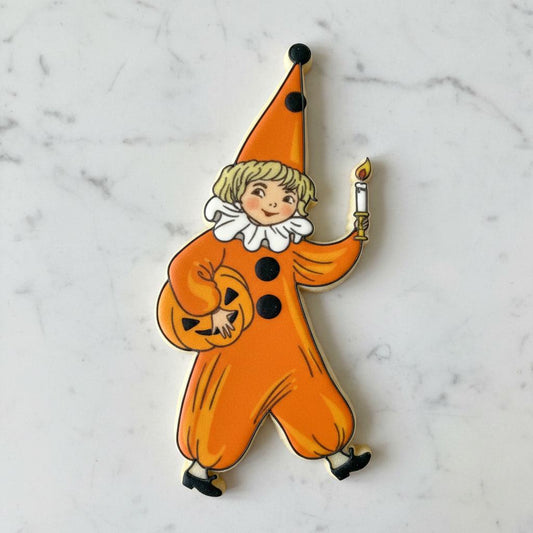 Vintage Halloween_Child Cookie Cutter with Embosser | Retro Trick or Treat Cookie Cutter | Jack O'Lantern Costume Cookie Cutter