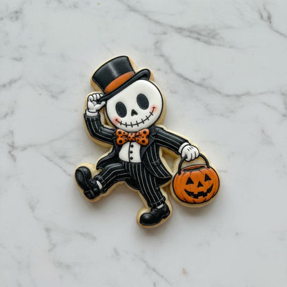 Pumpkin King Cookie Cutter | Halloween Cookie Stamp | Spooky Christmas Cookie Cutter | Vintage Halloween Skeleton