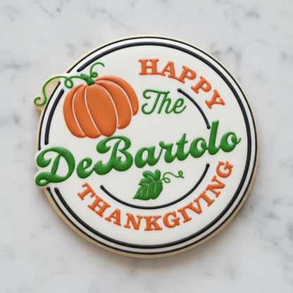 Personalized Thanksgiving Cookie Cutter | Custom Family Name Cookie Cutter & Stamp | Thanksgiving Logo Cookie Cutter | Fall Cookie