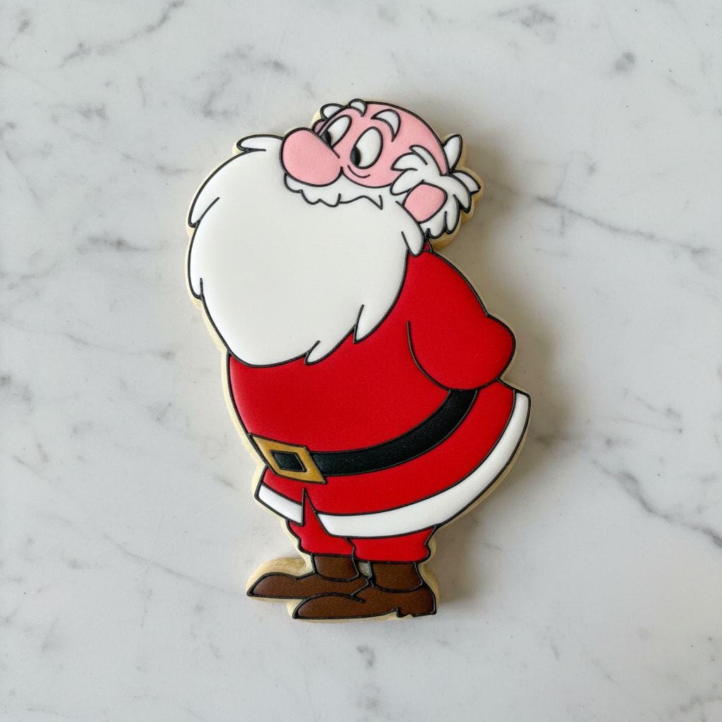 Vintage Frost_Friends Cookie Cutter Set of 4 | Christmas Cartoon Cookie Cutters | Santa Snowman Holiday Cookies | Vintage Cookie Stamp Set