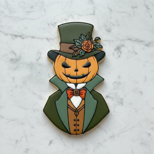 Victorian Pumpkin_Gentleman Cookie Cutter with Stamp | Jack O'Lantern Halloween Cookie Cutter | Elegant Pumpkin Halloween Cookie