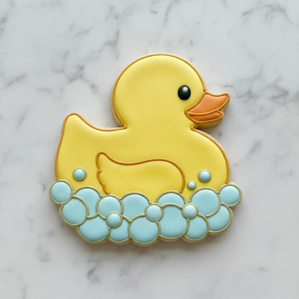 Rubber Duck Cookie Cutter and Stamp | Baby Shower Cookie Cutter | Rubber Ducky Bubble Bath Cookie, First Birthday Baking Too\