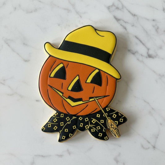 Vintage Pumpkin_Scarecrow Cookie Cutter, Stamper, Stencil | Jack O Lantern Halloween Cookie Cutter | Retro Fall Baking Tool