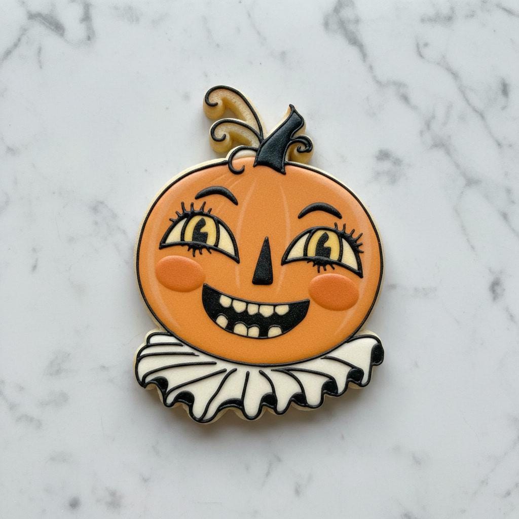 Vintage_Jack O_Lantern Cookie Cutter, Stamper, Stencil | Retro Jack O'Lantern Halloween Cookie Cutter | Whimsical Fall Baking Tool