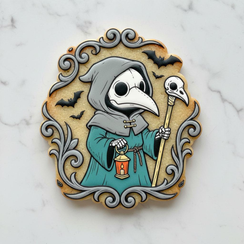 Vintage Plague_Doctor Cookie Cutter, Stamper, Stencil |  Gothic Halloween Plague Mask Cookie Cutter | Dark Academia Baking Tool,