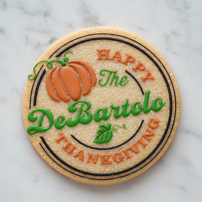 Personalized Thanksgiving Cookie Cutter | Custom Family Name Cookie Cutter & Stamp | Thanksgiving Logo Cookie Cutter | Fall Cookie