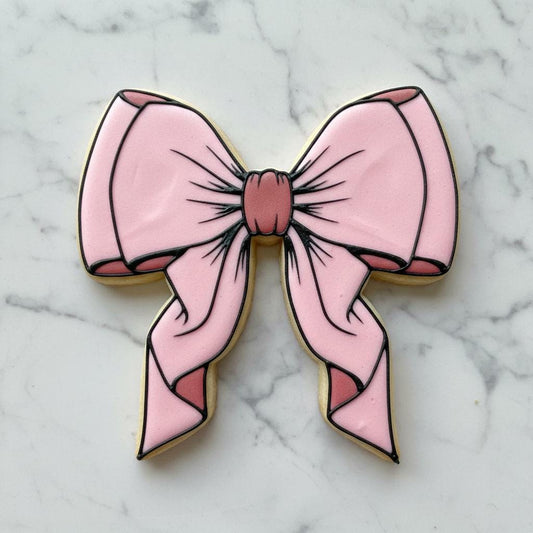 Pink Cheer_Bow Cookie Cutter and Stamp | Coquette Bow Cookie Cutter | Pink Ribbon Bow | Girly Birthday Cookie Cutter