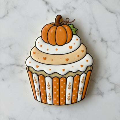 Pumpkin Cupcake Cookie Cutter and Stamp | Thanksgiving Cookie Cutter | Fall Pumpkin Cookie | Autumn Baking Tool | Harvest Party Cookie
