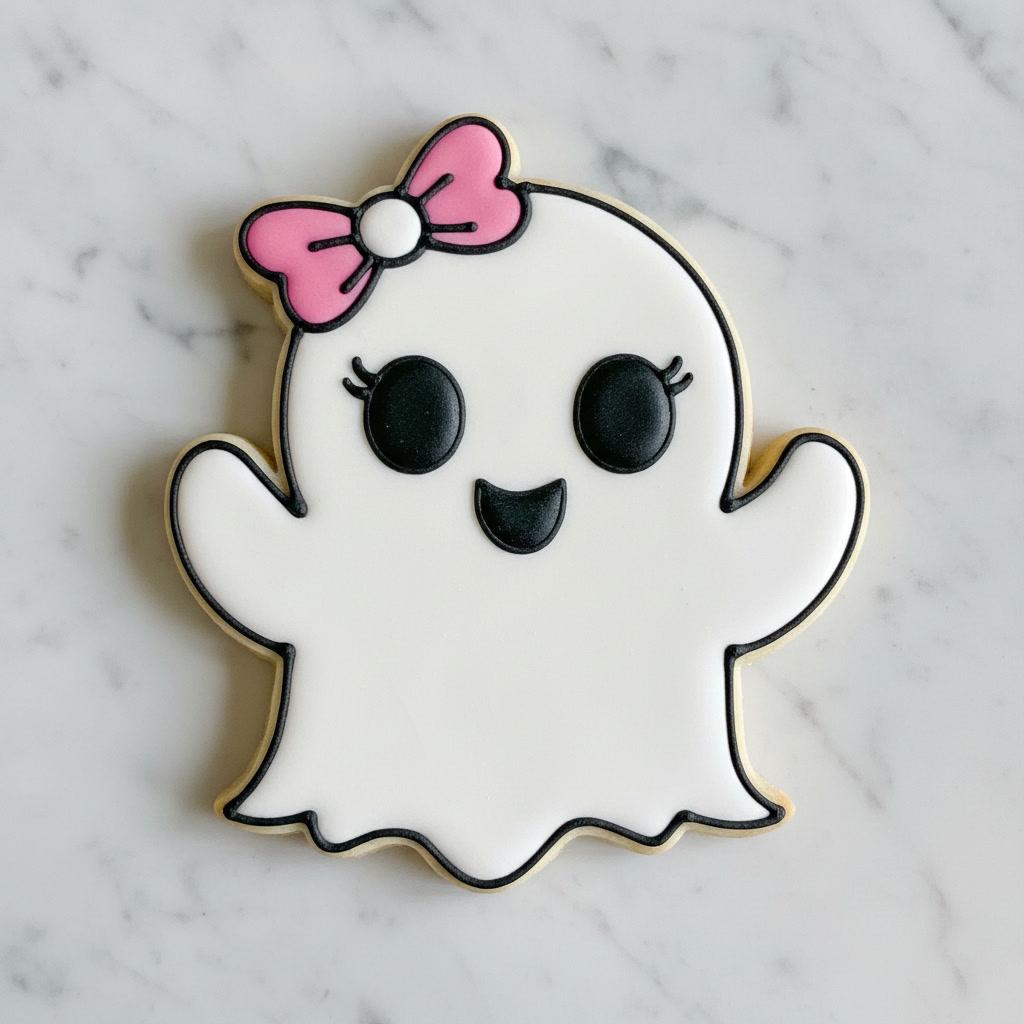 Cute Lady_Ghost Cookie Cutter  | Halloween Ghost with Bow Cookie Cutter | Girly Halloween Cookie – Sweetly Spooky!