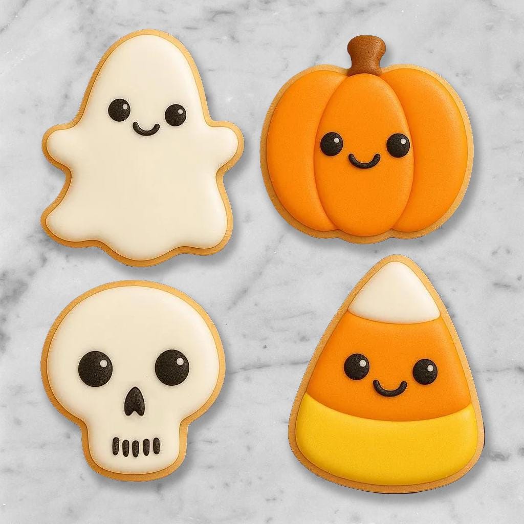 Kawaii Halloween_Set Cookie Cutter | Cute Ghost, Pumpkin, Candy Corn & Skull | Spooky Cute Cookie Cutters