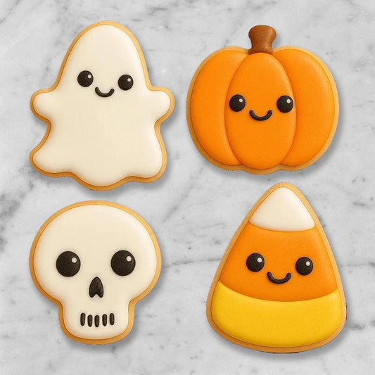 Kawaii Halloween_Set Cookie Cutter | Cute Ghost, Pumpkin, Candy Corn & Skull | Spooky Cute Cookie Cutters