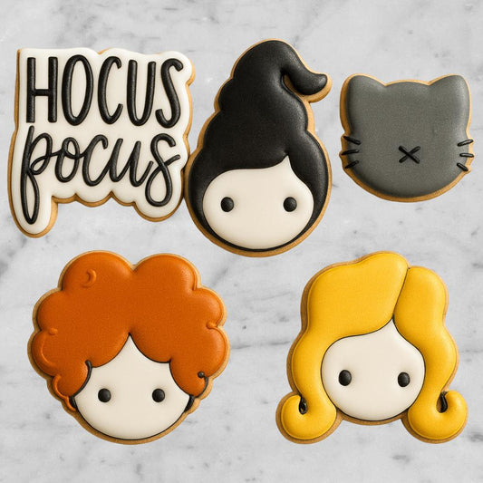 Hocus Pocus Cookie Cutter Set | Witch Cookie Cutters | Halloween Cookie Stamp | Black Cat Cookie Cutter | Spooky Baking Set
