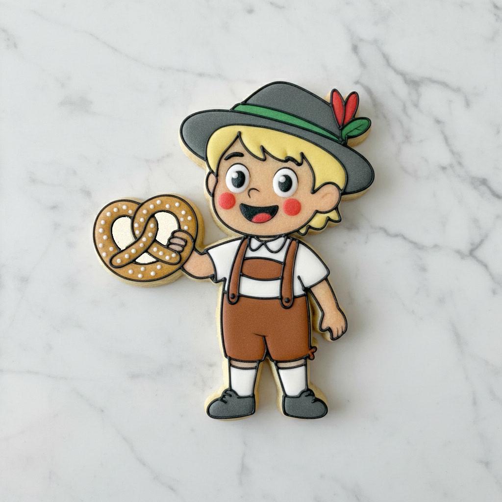 Oktoberfest Boy Cookie Cutter | Bavarian Lederhosen Cookie Stamp | German Pretzel Boy Cookie Cutter | Oktoberfest Party