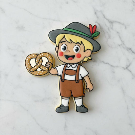 Oktoberfest Boy Cookie Cutter | Bavarian Lederhosen Cookie Stamp | German Pretzel Boy Cookie Cutter | Oktoberfest Party