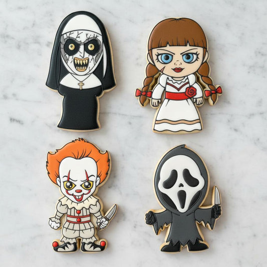 Horror Movie Cookie Cutter Set | Halloween Cookie Cutter and Stamp | Scary Character Cookie Cutters | Horror Halloween Baking