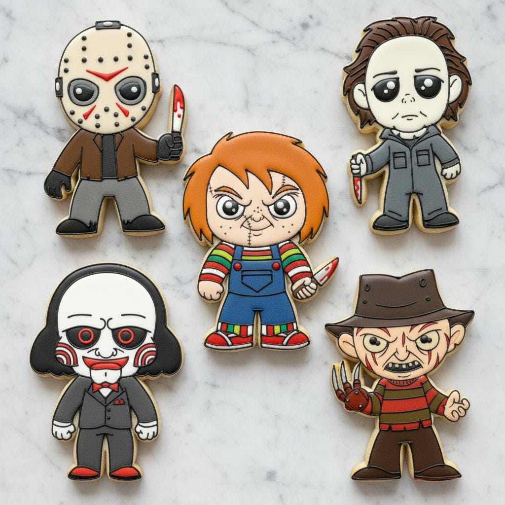 Horror 2 Cookie Cutter Set | Slasher Movie Cookie Cutters and Stamps | Halloween Horror Character Cookie Cutter | Scary Movie Baking