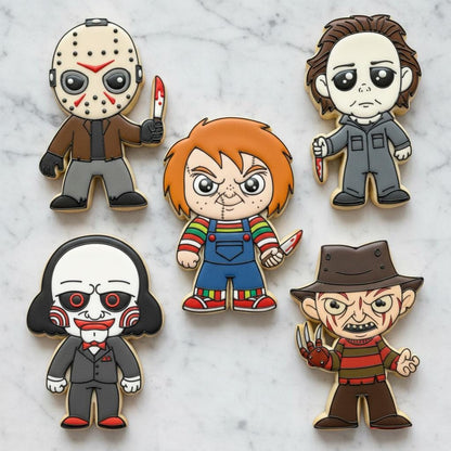 Horror 2 Cookie Cutter Set | Slasher Movie Cookie Cutters and Stamps | Halloween Horror Character Cookie Cutter | Scary Movie Baking