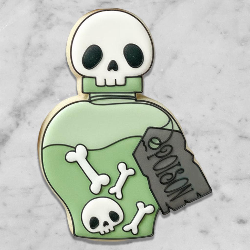 Halloween Potion Bottle Cookie Cutter Set of 4 | Witch Potion Cookie Stamp | Poison Bottle Cutter | Spooky Witch Halloween Cookie Cutters