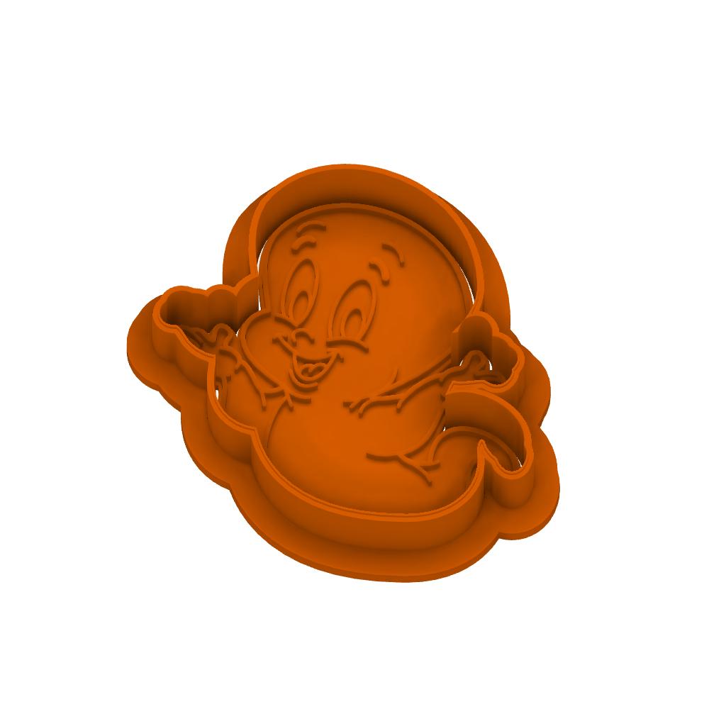STL Friendly Ghost -  Cutter and Stamp with knobs included. Digital Cookie Cutter STL File – 2", 3", and 4" Sizes Included