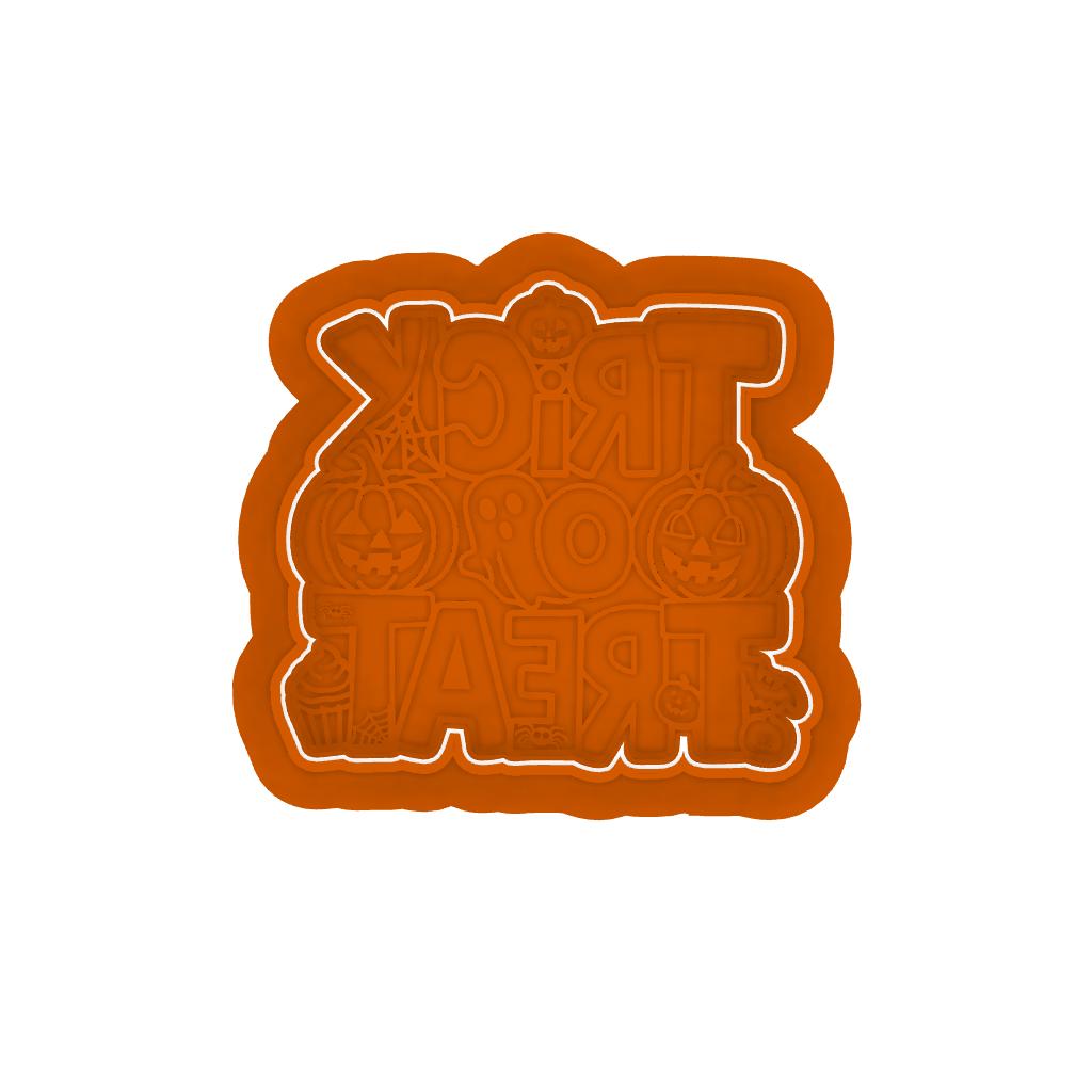 STL Trick or Treat - Cutter and Stamp with knobs - Digital Cookie Cutter STL File – 2", 3", and 4" Sizes Included