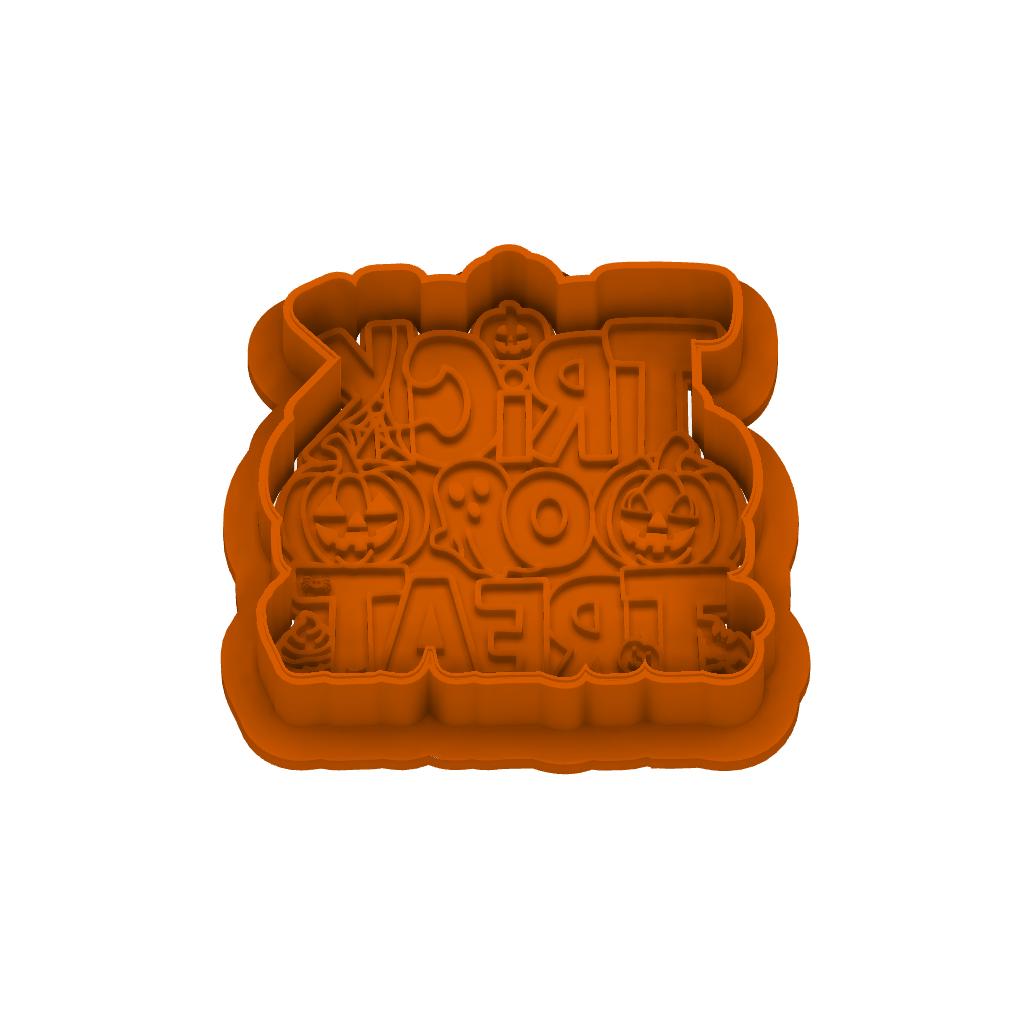 STL Trick or Treat - Cutter and Stamp with knobs - Digital Cookie Cutter STL File – 2", 3", and 4" Sizes Included