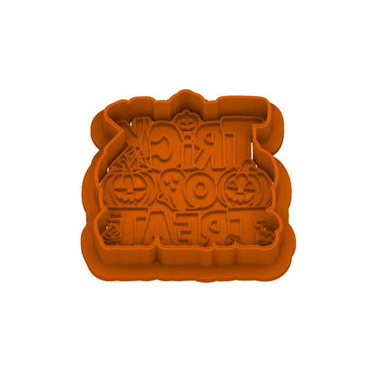 STL Trick or Treat - Cutter and Stamp with knobs - Digital Cookie Cutter STL File – 2", 3", and 4" Sizes Included