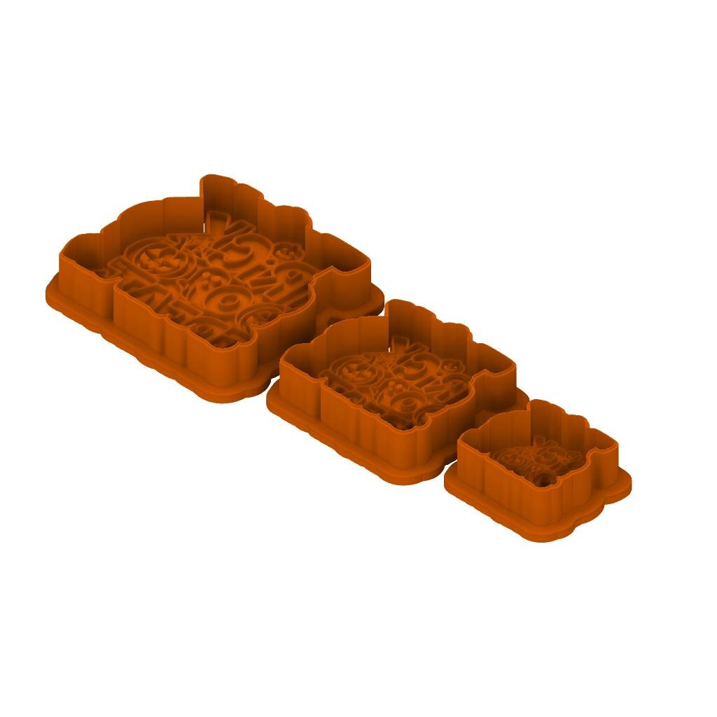 STL Trick or Treat - Cutter and Stamp with knobs - Digital Cookie Cutter STL File – 2", 3", and 4" Sizes Included