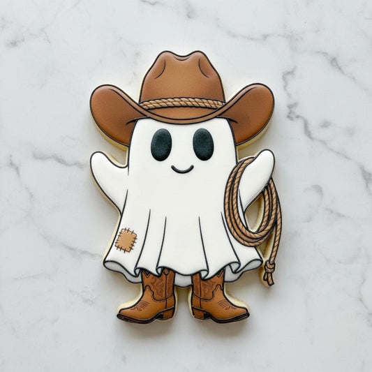 Cowboy Ghost Cookie Cutter and Stamp | Howdy Boo Halloween Cookie Cutter | Western Ghost Cookie | Boots and Boos Party Baking Tool