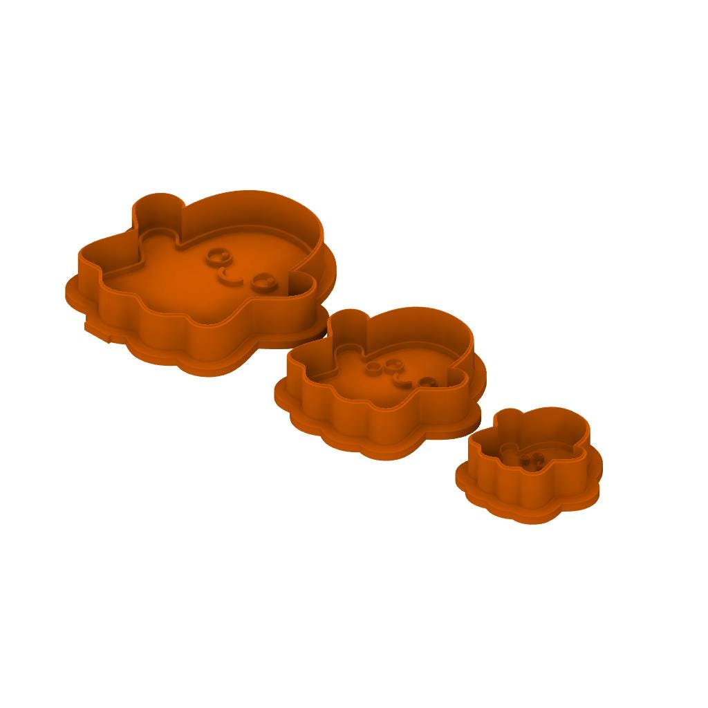 STL Cute Ghost- Cutter and Stamp with knobs - Digital Cookie Cutter STL File – 2", 3", and 4" Sizes Included